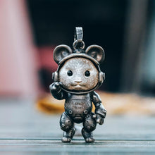 Load image into Gallery viewer, Sterling Silver Hamster Astronaut Pendant, s925 Silver Spacemen Charm