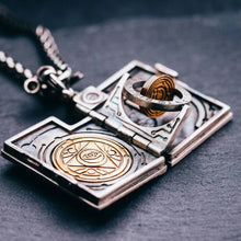 Load image into Gallery viewer, Magical Book Pendant, Locket Necklace, Sterling Silver &amp; Brass, Gifts for Him.