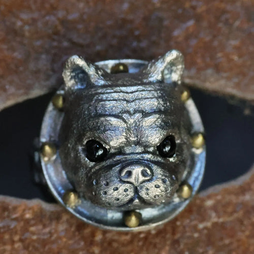 Bulldog 925 Silver Ring. Sterling Silver Ring. Pet Dog Ring, Handmade Jewelry.