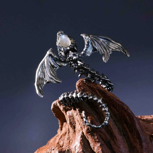 Silver Snake Ring. Cool Gift for Him. Sterling Silver Skeleton Ring.