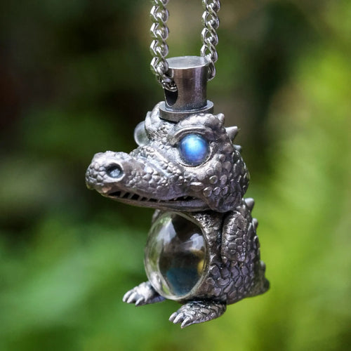 Silver Crocodile Pendant. Gift for Him. Handmade Necklace. Wild Animal Jewelry.