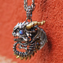 Load image into Gallery viewer, Skeleton Dragon Pendant. Handmade necklace. Sterling Silver. Gift For Him.