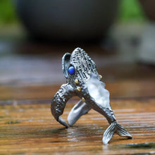 Load image into Gallery viewer, Mythical Fish Ring. Sterling Silver Ring. Handmade Jewelry. Gift For Him.