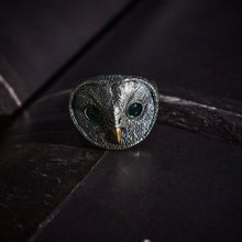 Load image into Gallery viewer, Owl Ring. Gift for Him. Handmade Ring For Men. 925 Silver Ring. Animal Ring.