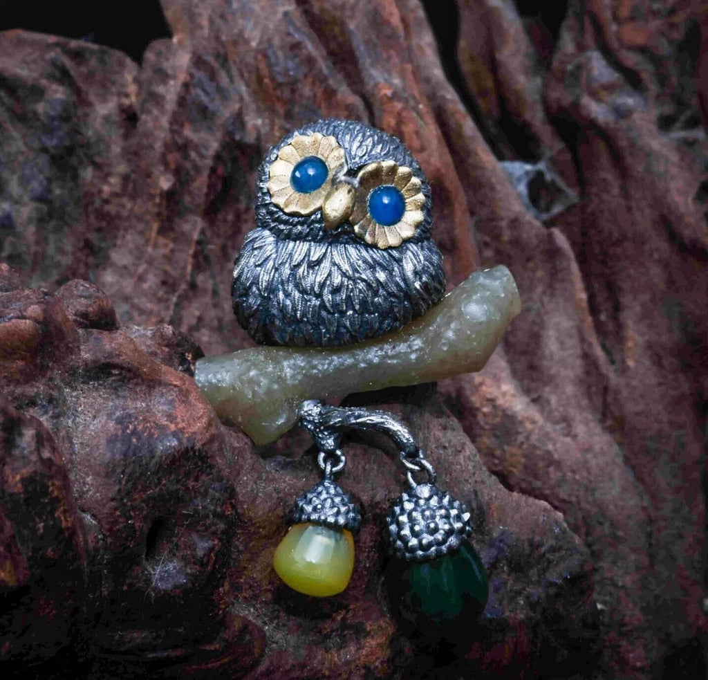 925 Silver Owl Pendant. Gift for Him/Her. Handmade Necklace. Unique Jewelry.