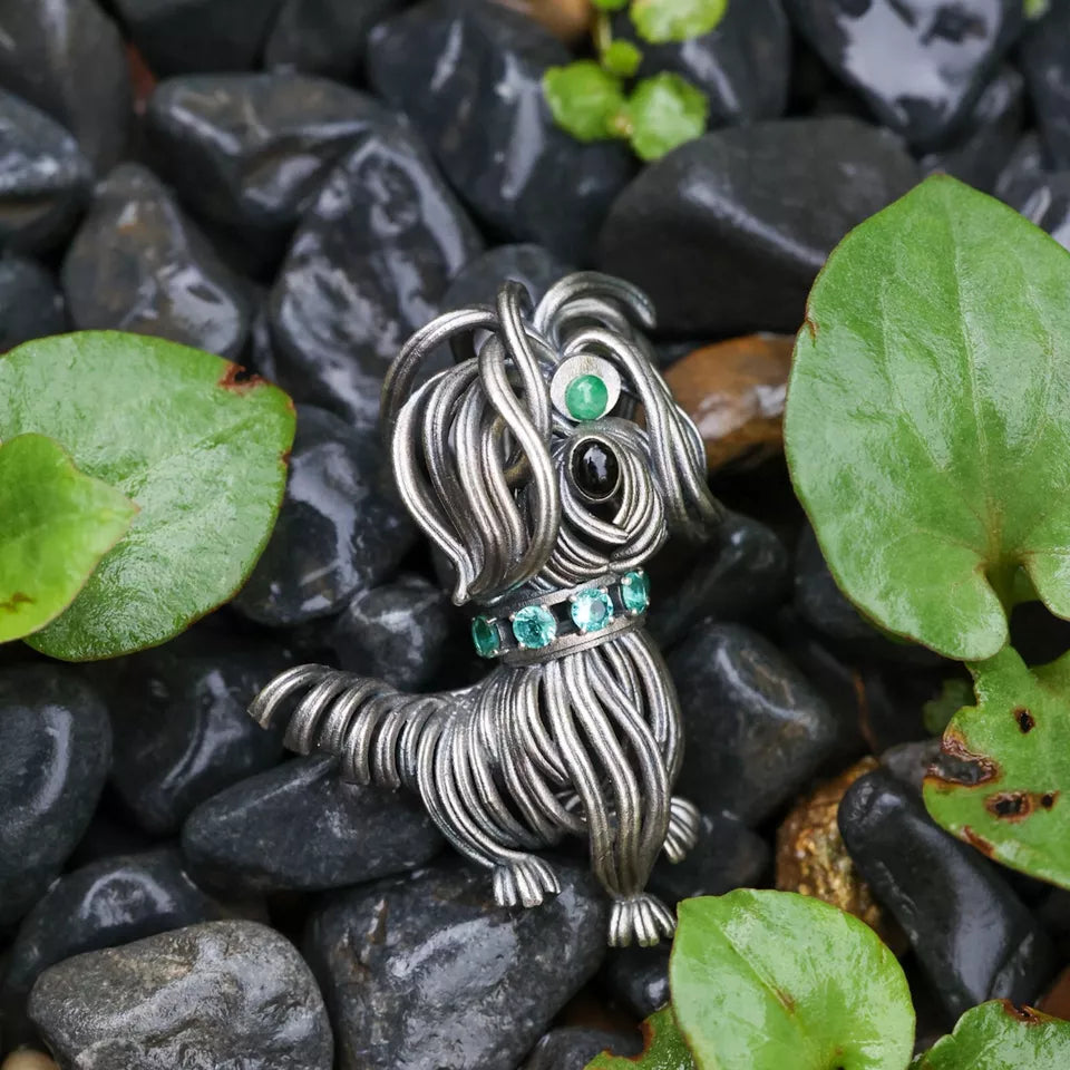 Messy Little Dog Pendant. Gifts for Him. Handmade Necklace. Unique Jewelry.