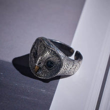 Load image into Gallery viewer, Owl Ring. Gift for Him. Handmade Ring For Men. 925 Silver Ring. Animal Ring.