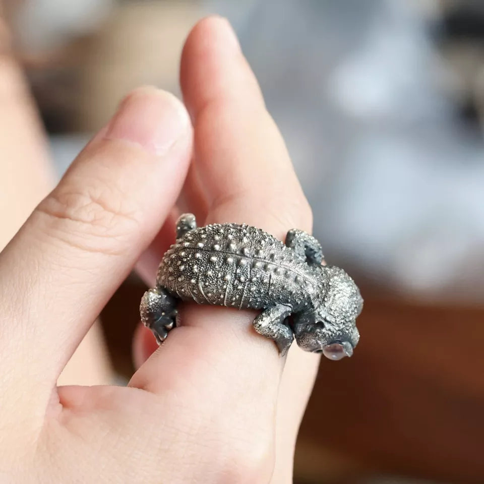 Wild Animal Ring. Smooth Knob-tailed Gecko Ring. Sterling Silver Ring.