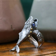 Load image into Gallery viewer, Mythical Fish Ring. Sterling Silver Ring. Handmade Jewelry. Gift For Him.