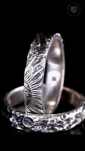 Load image into Gallery viewer, Sterling Silver Couple Rings, Handmade Couple Ring Set, Sun Moon Promise Band.