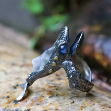 Load image into Gallery viewer, Mythical Fish Ring. Sterling Silver Ring. Handmade Jewelry. Gift For Him.