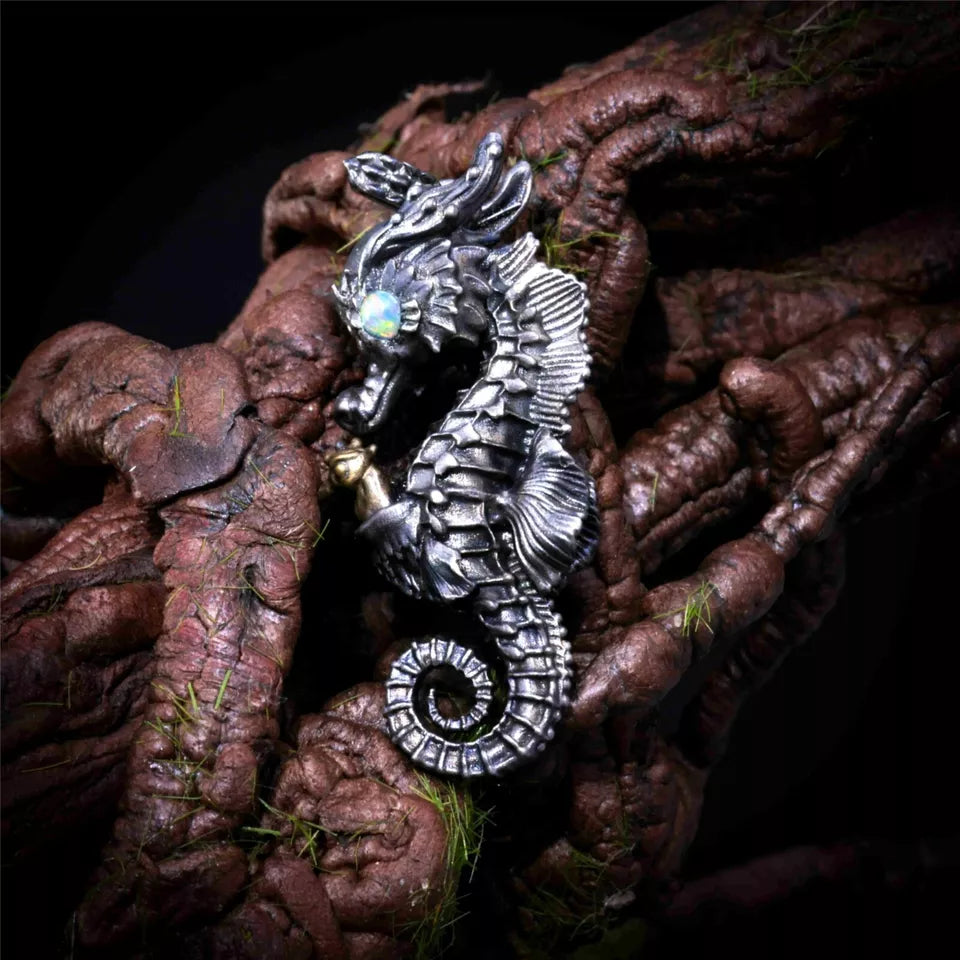 Seahorse Pendant. Gift for Him/Her. Handmade Silver Necklace. Unique Jewelry.