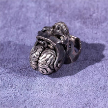 Load image into Gallery viewer, Skeleton Ring. Gifts for Him. Handmade Brain Ring. Unique Jewelry.