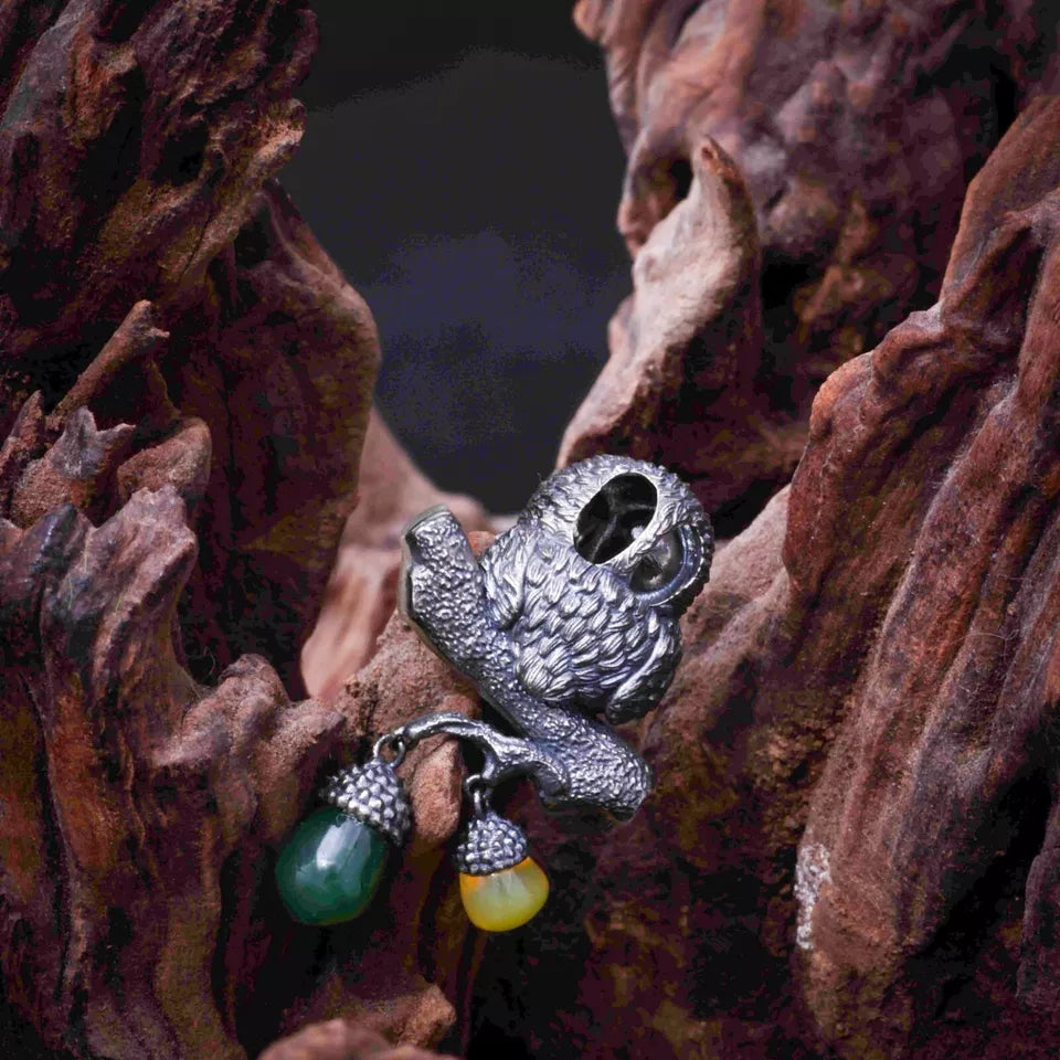925 Silver Owl Pendant. Gift for Him/Her. Handmade Necklace. Unique Jewelry.