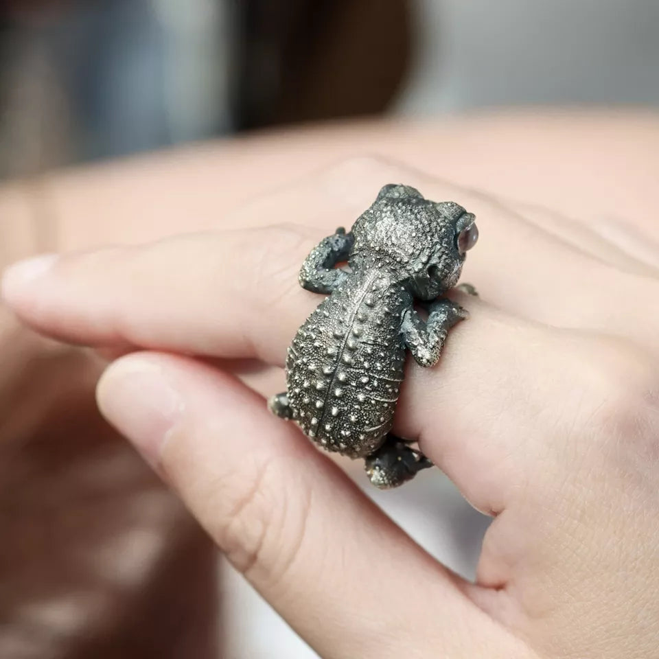 Wild Animal Ring. Smooth Knob-tailed Gecko Ring. Sterling Silver Ring.
