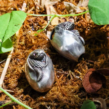 Load image into Gallery viewer, Reptile Animal Pendant. Hatched Snake Pendant. Sterling Silver Egg Necklace.