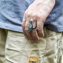 Load image into Gallery viewer, Mythical Fish Ring. Sterling Silver Ring. Handmade Jewelry. Gift For Him.