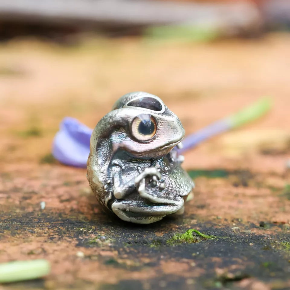Tiny Frog Pendant. Gifts for Her/Him. Handmade Necklace. Sterling Silver Pendant