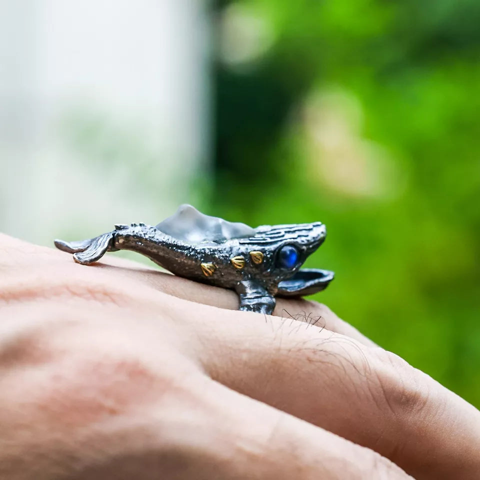 Mythical Fish Ring. Sterling Silver Ring. Handmade Jewelry. Gift For Him.