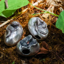 Load image into Gallery viewer, Reptile Animal Pendant. Hatched Snake Pendant. Sterling Silver Egg Necklace.
