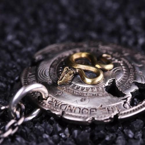 Legendary Snake Shield Pendant, 925 Sterling Silver Necklace, Gifts for Him.
