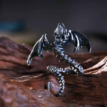 Load image into Gallery viewer, Silver Snake Ring. Cool Gift for Him. Sterling Silver Skeleton Ring.
