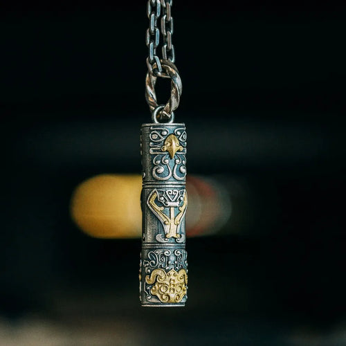 Totem pole Pendant. 925 silver necklace. Handmade necklace, Gifts for him.