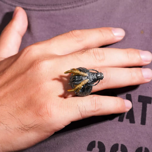 Handmade Drogon Ring. Magic Beast Ring. Oxidized Sterling Silver Ring For Him.