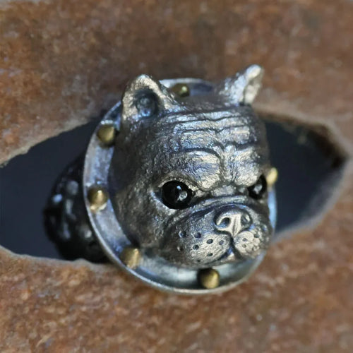 Bulldog 925 Silver Ring. Sterling Silver Ring. Pet Dog Ring, Handmade Jewelry.