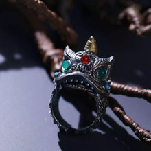 Load image into Gallery viewer, 925 Silver Lion Ring. Cool Gift for Him. Sterling Silver Ring. Handmade Jewelry.