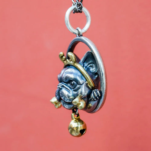 French Bulldog Pendant. 925 Silver Necklace. Pet Dog Pendant. Handmade Jewelry.