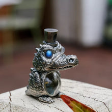 Load image into Gallery viewer, Silver Crocodile Pendant. Gift for Him. Handmade Necklace. Wild Animal Jewelry.