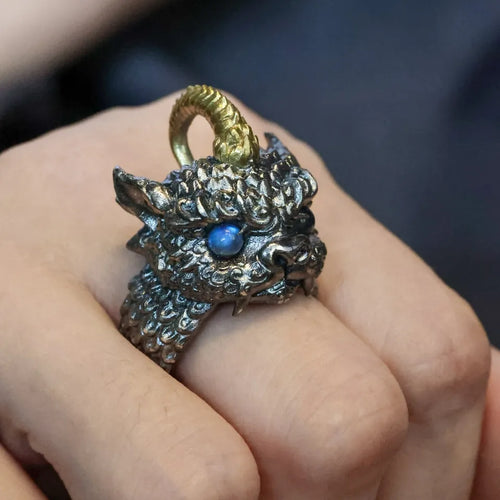 Mythical Beast Ring. Gift for Him. Handmade Ring. Sterling Silver Ring.