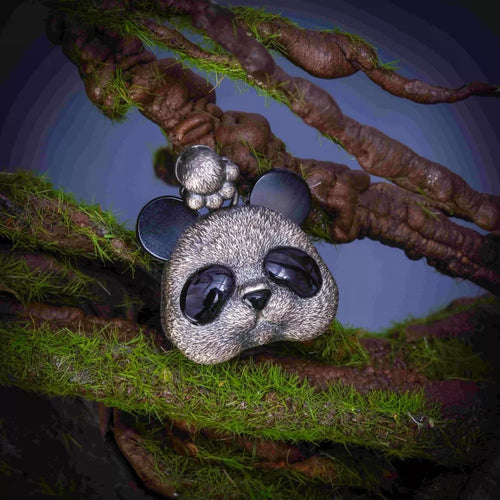 Panda Bear Pendant. Gifts for Him/Her. Handmade Necklace. Silver Pendant.