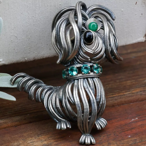 Messy Little Dog Pendant. Gifts for Him. Handmade Necklace. Unique Jewelry.