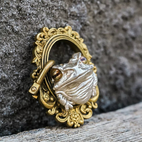 Toad in a Frame Pendant. Frog Pendant. Gift for Her. Handmade S925 Necklace.