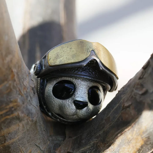 925 Silver Ring. Panda Silver Ring. Pet Jewelry. Handmade Jewelry. Gift For Him.