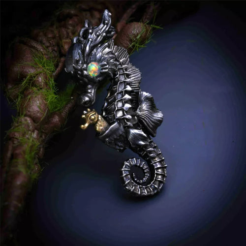 Seahorse Pendant. Gift for Him/Her. Handmade Silver Necklace. Unique Jewelry.