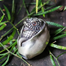 Load image into Gallery viewer, Reptile Animal Pendant. Hatched Snake Pendant. Sterling Silver Egg Necklace.