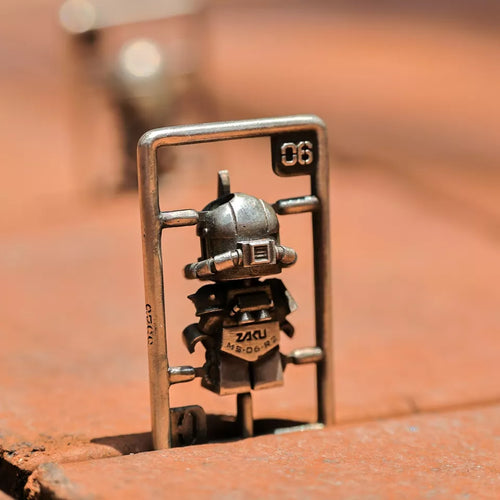 925 Silver Japanese Gundam Pendant. Glow-in-the-dark Robot. Handmade Necklace.