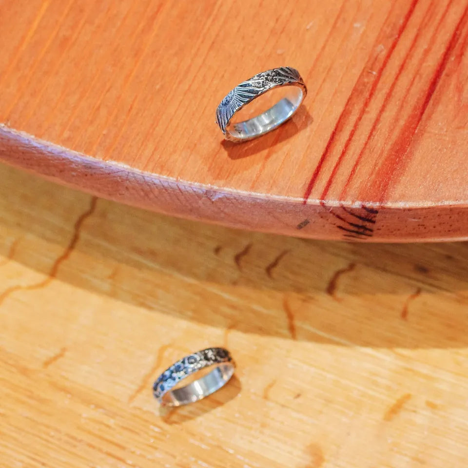Sterling Silver Couple Rings, Handmade Couple Ring Set, Sun Moon Promise Band.