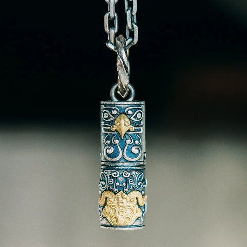 Totem pole Pendant. 925 silver necklace. Handmade necklace, Gifts for him.