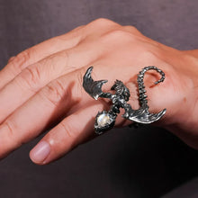 Load image into Gallery viewer, Silver Snake Ring. Cool Gift for Him. Sterling Silver Skeleton Ring.