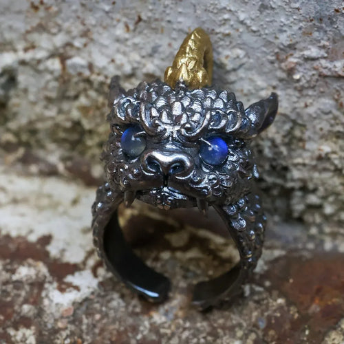 Mythical Beast Ring. Gift for Him. Handmade Ring. Sterling Silver Ring.
