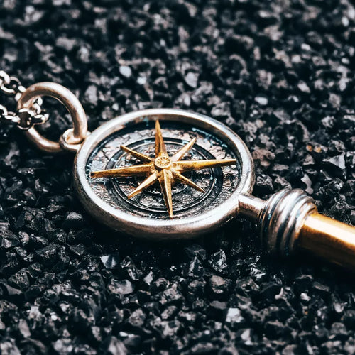 Keys to Mars Pendant, Handmade Sterling Silver&Brass Necklace, Gift for him.