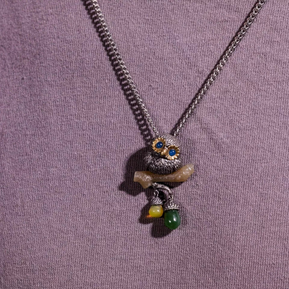 925 Silver Owl Pendant. Gift for Him/Her. Handmade Necklace. Unique Jewelry.