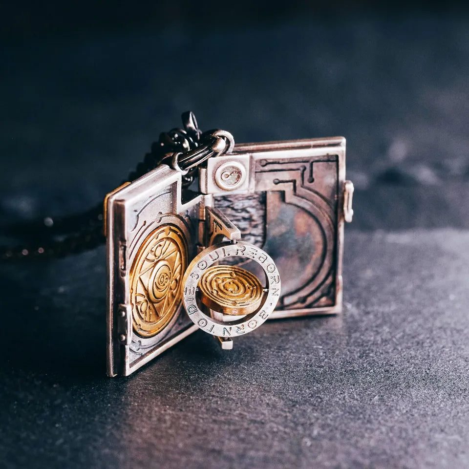 Magical Book Pendant, Locket Necklace, Sterling Silver & Brass, Gifts for Him.