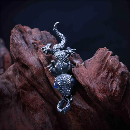 Gecko Pendant. Gifts for Him/Her. Handmade Necklace. Sterling Silver Pendant.