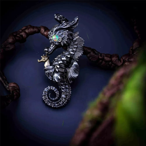 Seahorse Pendant. Gift for Him/Her. Handmade Silver Necklace. Unique Jewelry.