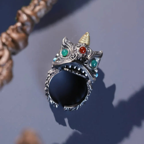 925 Silver Lion Ring. Cool Gift for Him. Sterling Silver Ring. Handmade Jewelry.